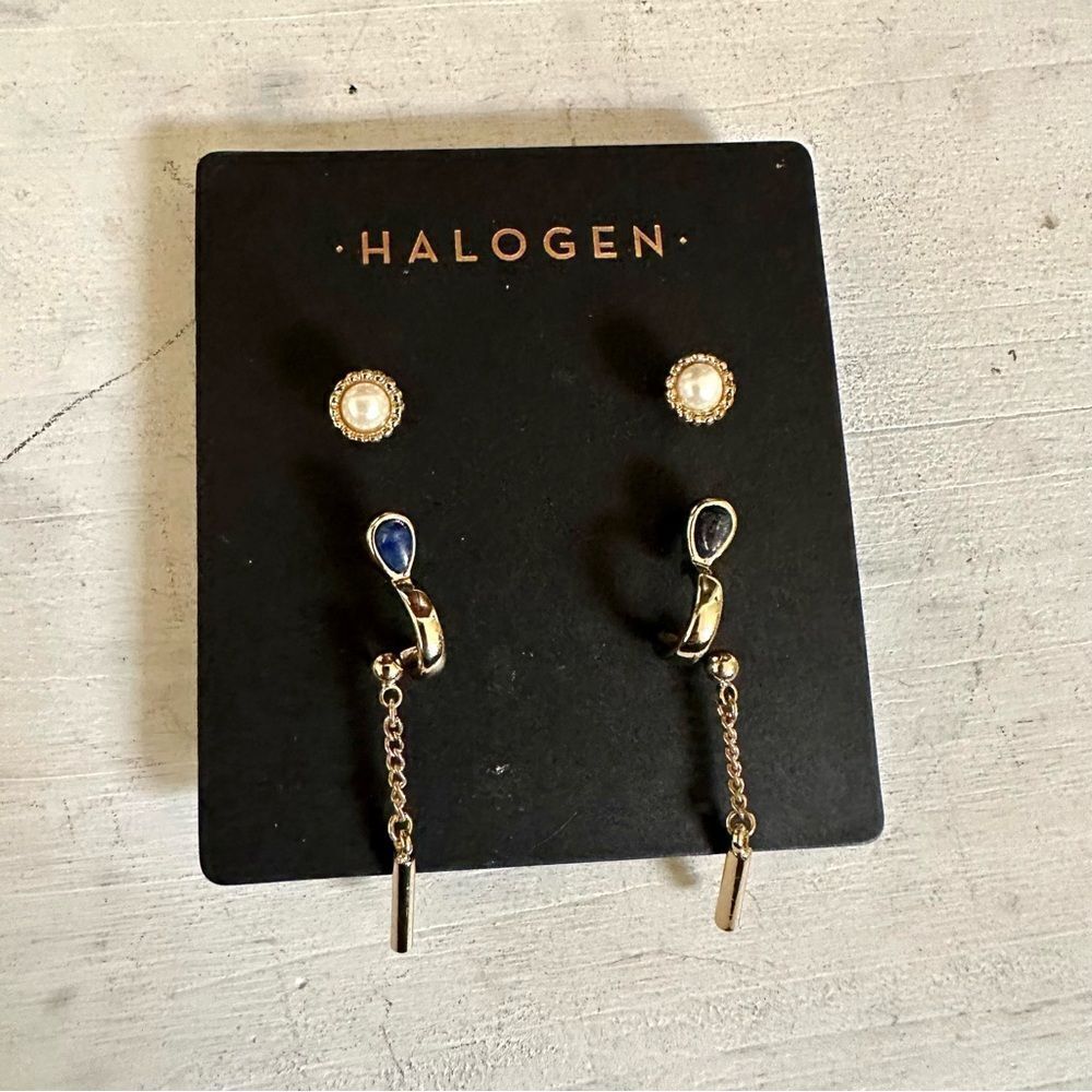Halogen set of 3 post earrings
